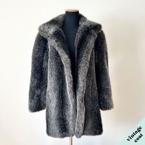VINTAGE 60's Brown & Black Faux Fur Coat